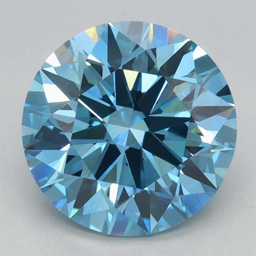 2.54 Ct. Fancy Vivid Blue Round Lab Grown Diamond