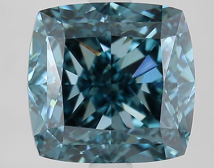 3.72 Ct. Fancy Vivid Blue Cushion Lab Grown Diamond