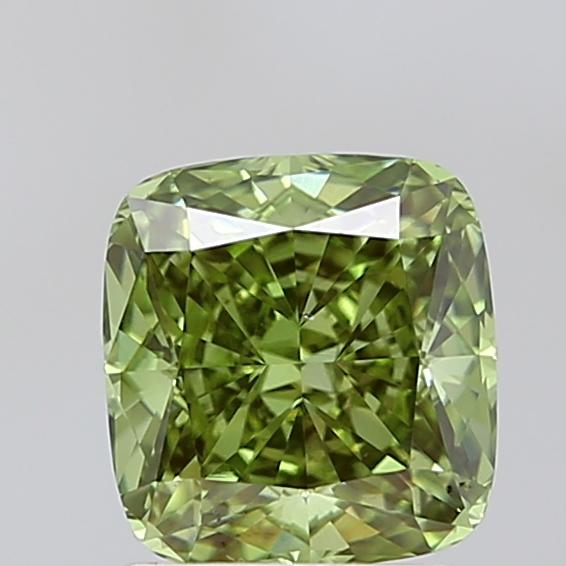 2.03 Ct. Fancy Vivid Green Cushion Lab Grown Diamond