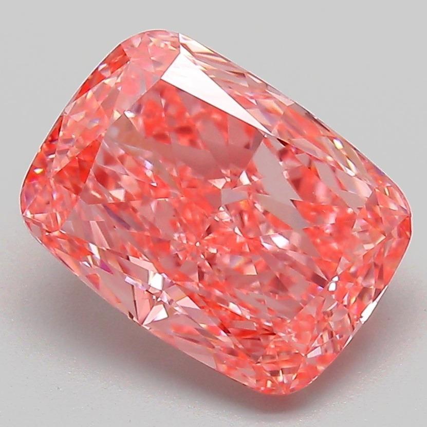 3.14 Ct. Fancy Vivid Pink Cushion Lab Grown Diamond