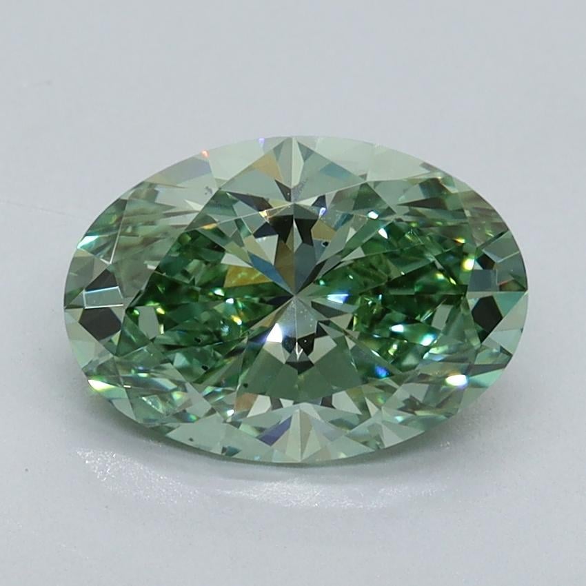 1.64 Ct. Fancy Vivid Green Oval Lab Grown Diamond
