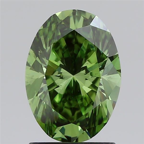 1.71 Ct. Fancy Vivid Green Oval Lab Grown Diamond