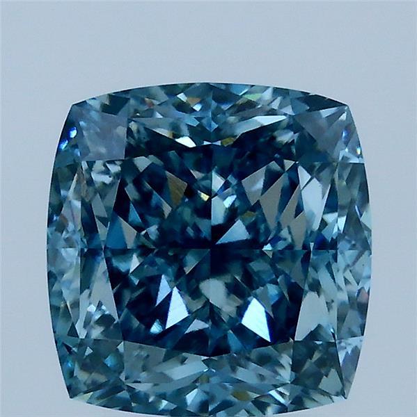 3.29 Ct. Fancy Vivid Blue Cushion Lab Grown Diamond