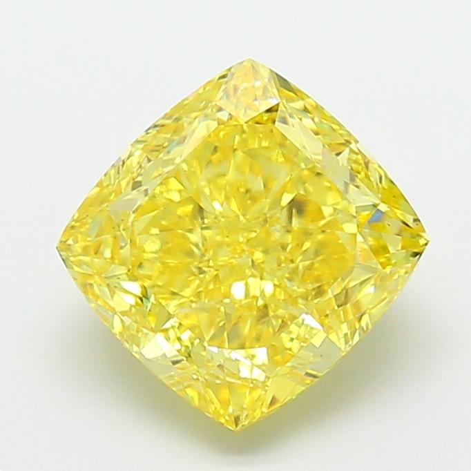 5.05 Ct. Fancy Vivid  Yellow Cushion Lab Grown Diamond