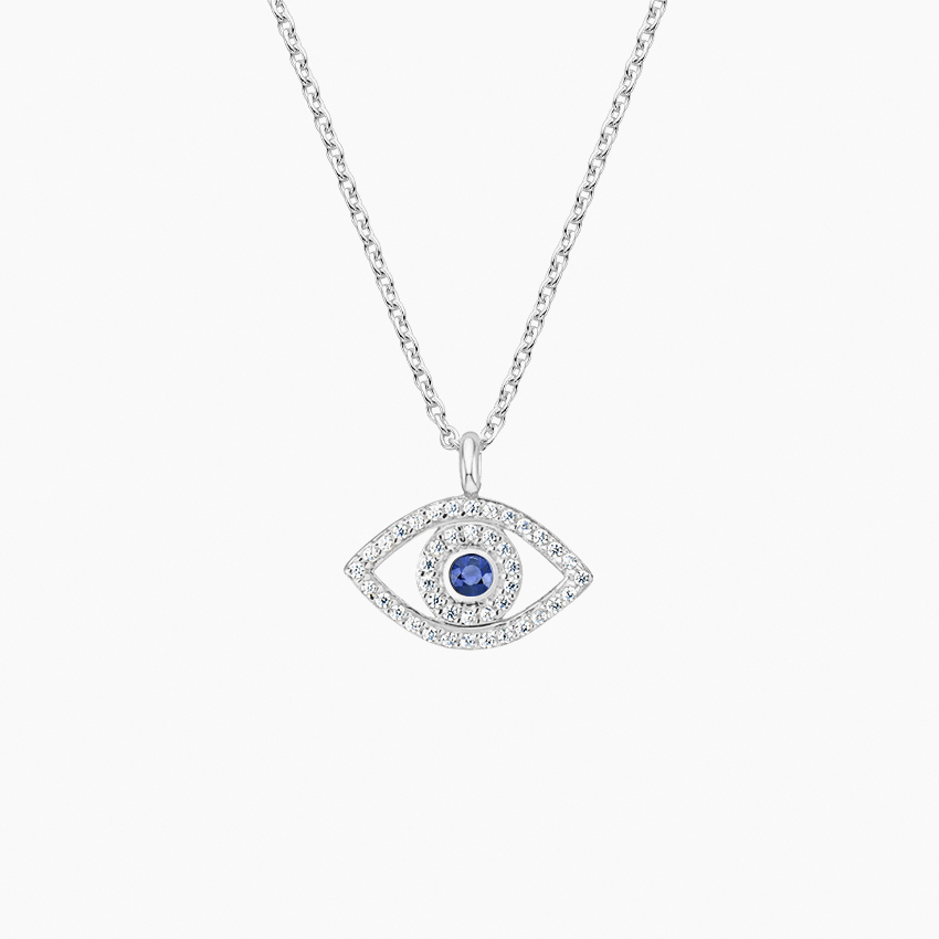 Evil Eye Locket Necklace - 3/4 Inch Round Sterling Silver Protective Charm