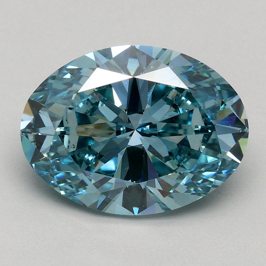 2.50 Ct. Fancy Intense Greenish Blue Oval Lab Grown Diamond