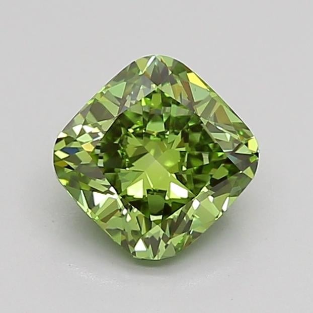 1.15 Ct. Fancy Vivid Green Cushion Lab Grown Diamond