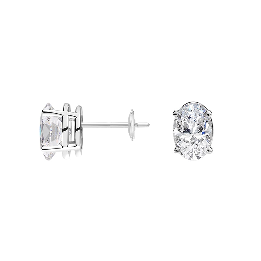 18K White Gold Oval Diamond Stud Earrings (1 1/2 ct. tw.) | Brilliant Earth