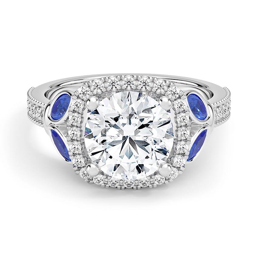 Custom Halo Sapphire and Diamond Ring