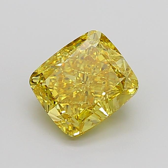 6.03 Ct. Fancy Vivid Yellow Cushion Lab Grown Diamond