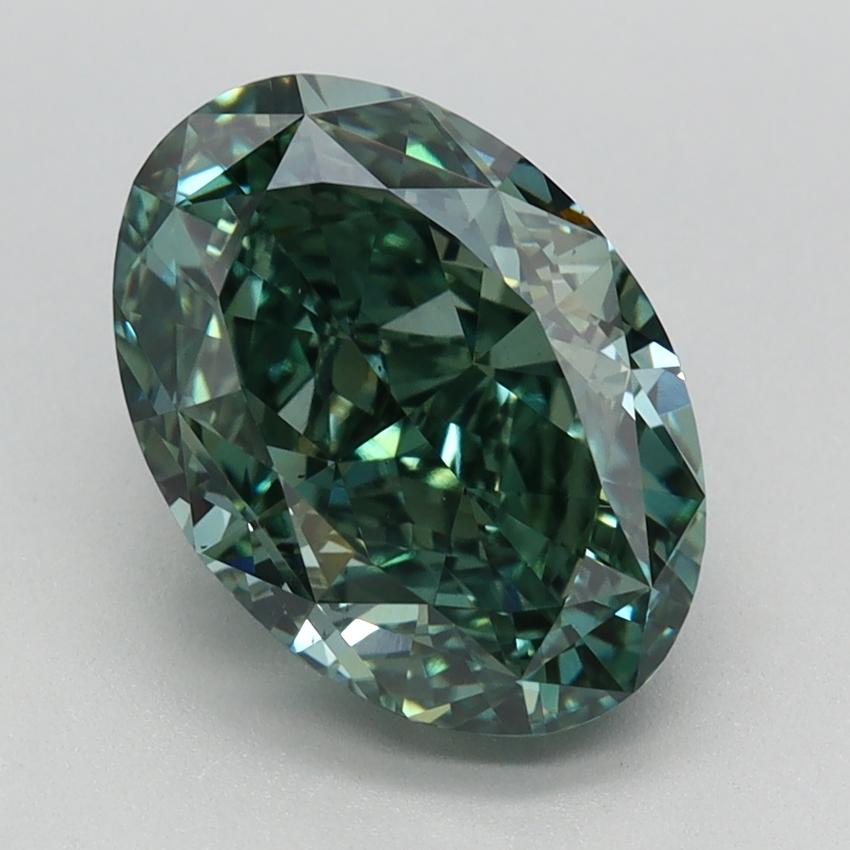 3.16 Ct. Fancy Vivid Green Oval Lab Grown Diamond