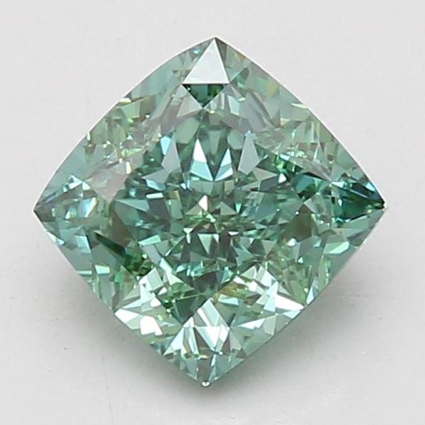 2.05 Ct. Fancy Vivid Green Cushion Lab Grown Diamond