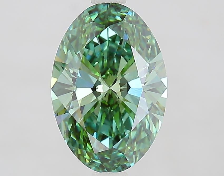 2.10 Ct. Fancy Vivid Green Oval Lab Grown Diamond