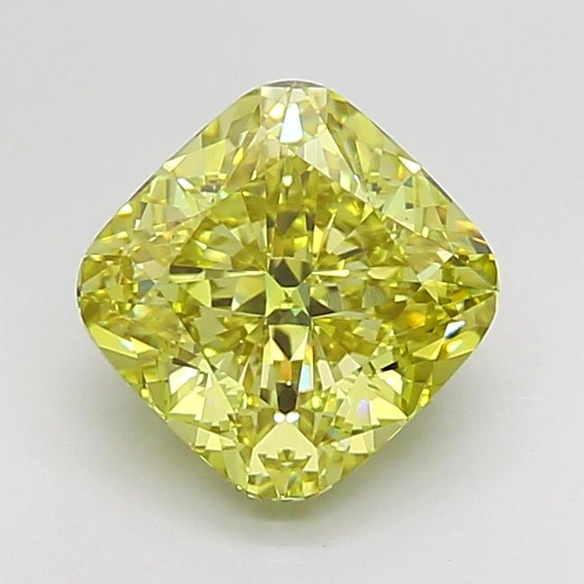 3.02 Ct. Fancy Intense  Yellow Cushion Lab Grown Diamond