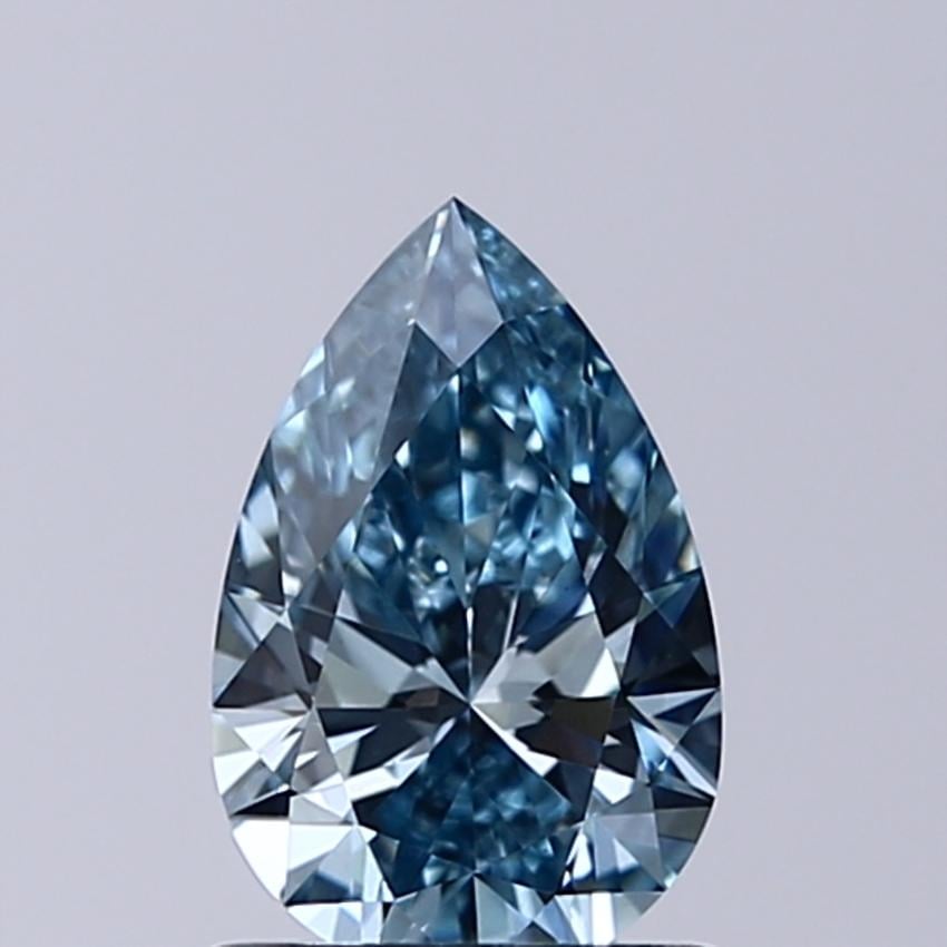 0.90 Ct. Fancy Vivid Greenish Blue Pear Lab Grown Diamond