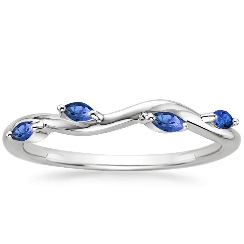 18K White Gold Winding Willow Sapphire Ring, large top view