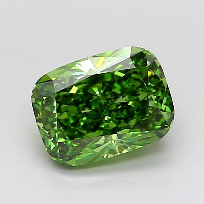 1.36 Ct. Fancy Vivid  Green Cushion Lab Grown Diamond
