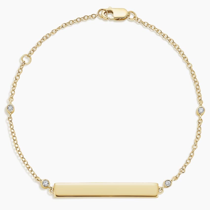 14K Yellow Gold Engravable Diamond Strand Bracelet