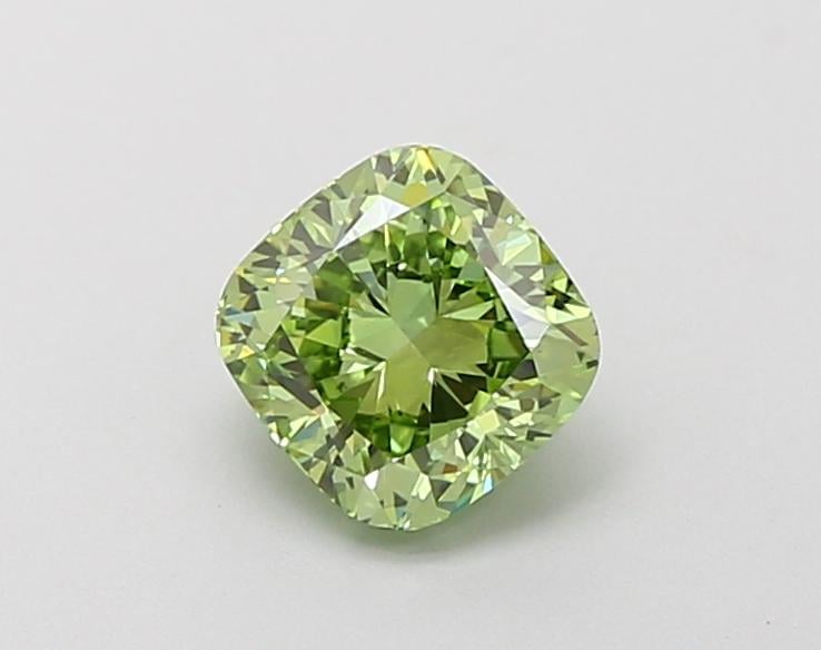 1.03 Ct. Fancy Vivid Green Cushion Lab Grown Diamond
