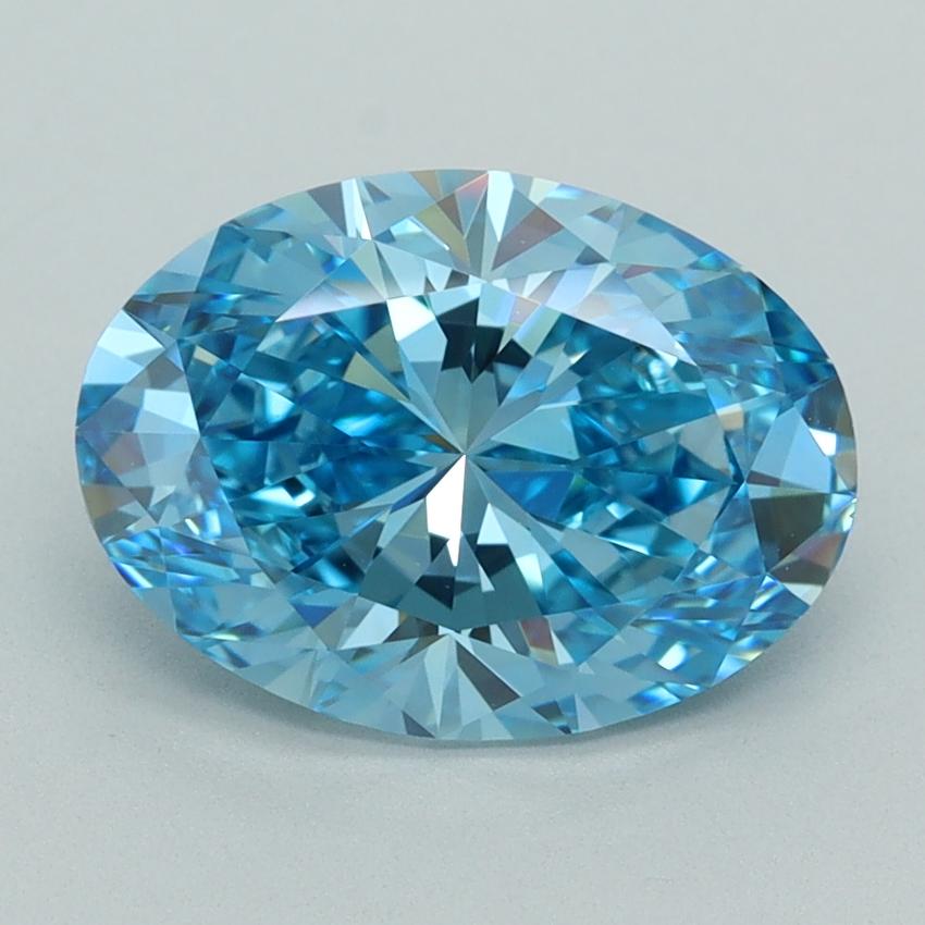 3.04 Ct. Fancy Vivid  Blue Oval Lab Grown Diamond