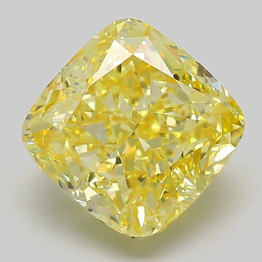 4.61 Ct. Fancy Intense Yellow Cushion Lab Grown Diamond