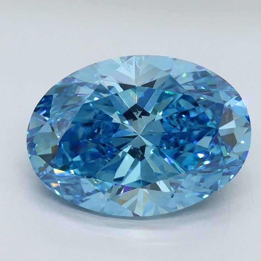 3.96 Ct. Fancy Vivid Malibu Blue Oval Lab Grown Diamond