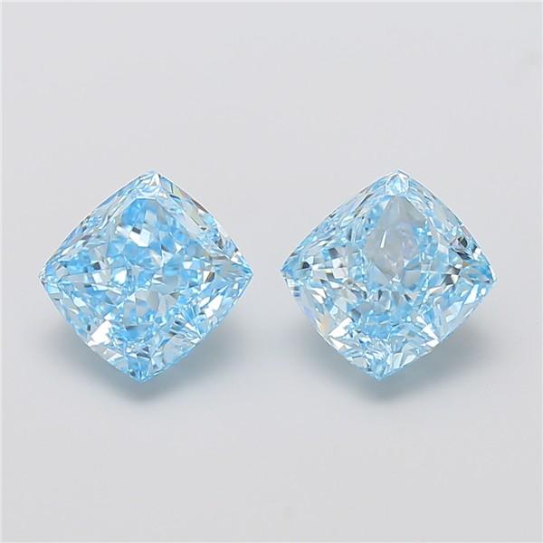 3.07 Ct. Fancy Vivid Blue Cushion Lab Grown Diamond