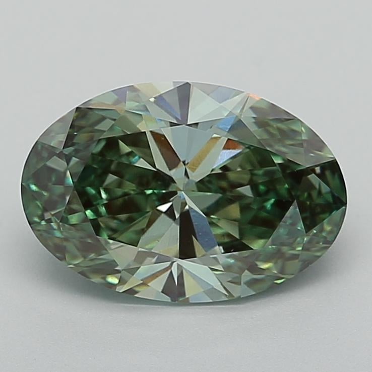 3.00 Ct. Fancy Vivid  Green Oval Lab Grown Diamond
