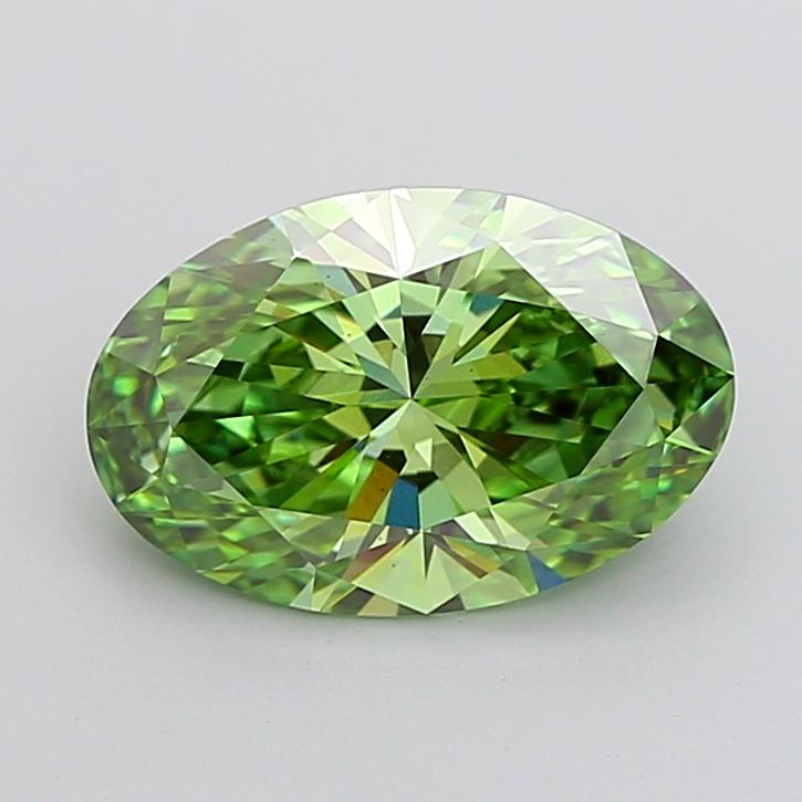 3.05 Ct. Fancy Vivid Green Oval Lab Grown Diamond