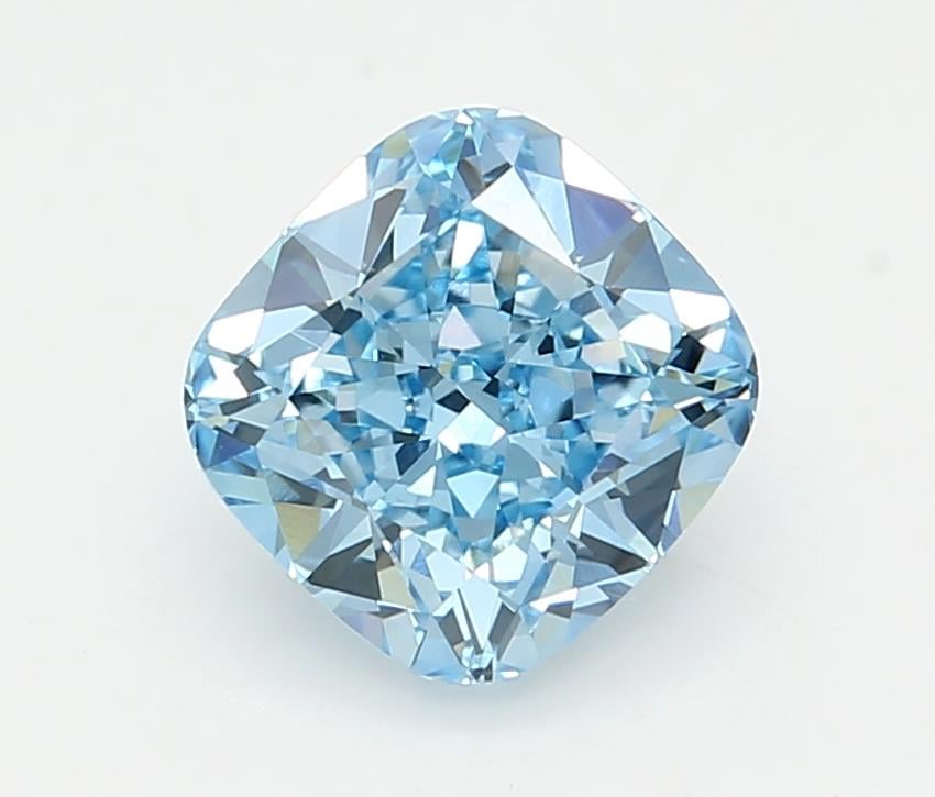 2.03 Ct. Fancy Vivid  Blue Cushion Lab Grown Diamond