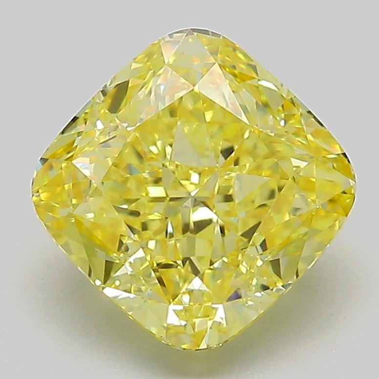 3.08 Ct. Fancy Vivid Yellow Cushion Lab Grown Diamond