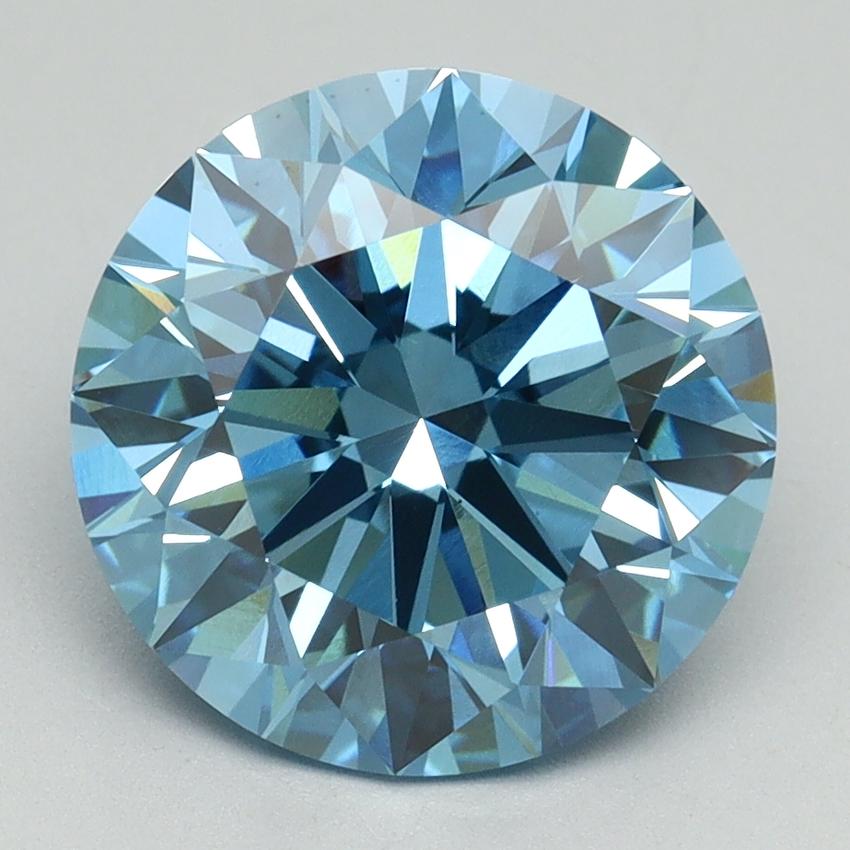 4.10 Ct. Fancy Vivid Blue Round Lab Grown Diamond