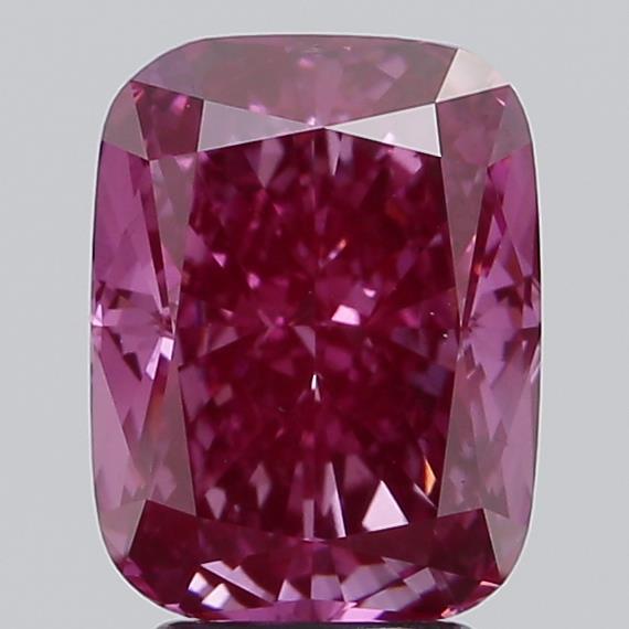 4.02 Ct. Fancy Vivid  Pink Cushion Lab Grown Diamond