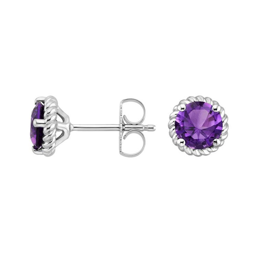Entwined Amethyst Stud Earrings in Silver