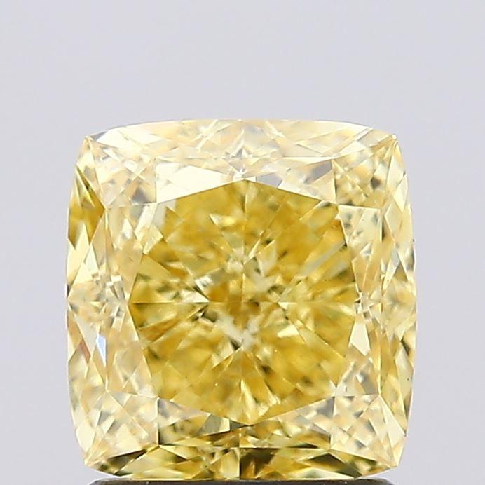 1.73 Ct. Fancy Vivid Yellow Cushion Lab Grown Diamond