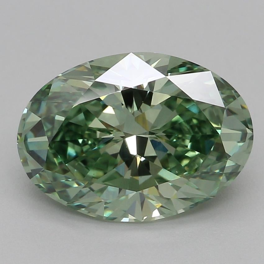 2.09 Ct. Fancy Vivid Green Oval Lab Grown Diamond
