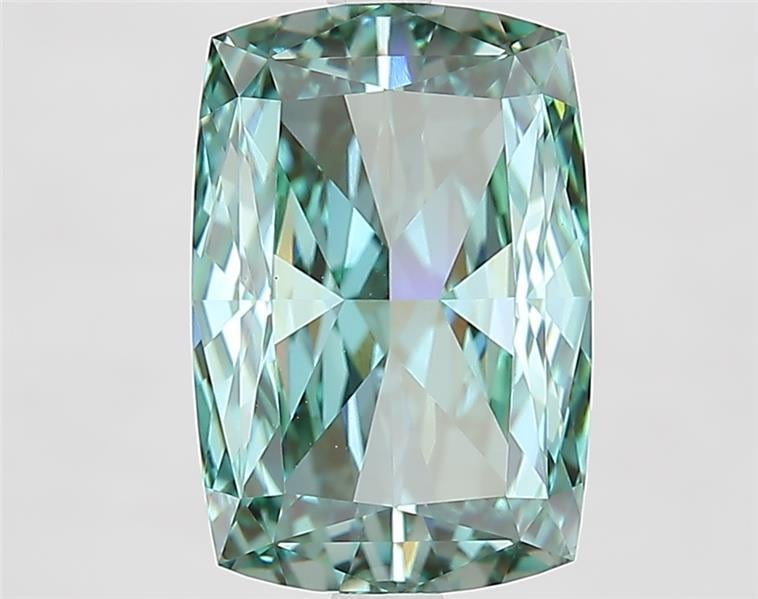 4.41 Ct. Fancy Vivid  Green Cushion Lab Grown Diamond