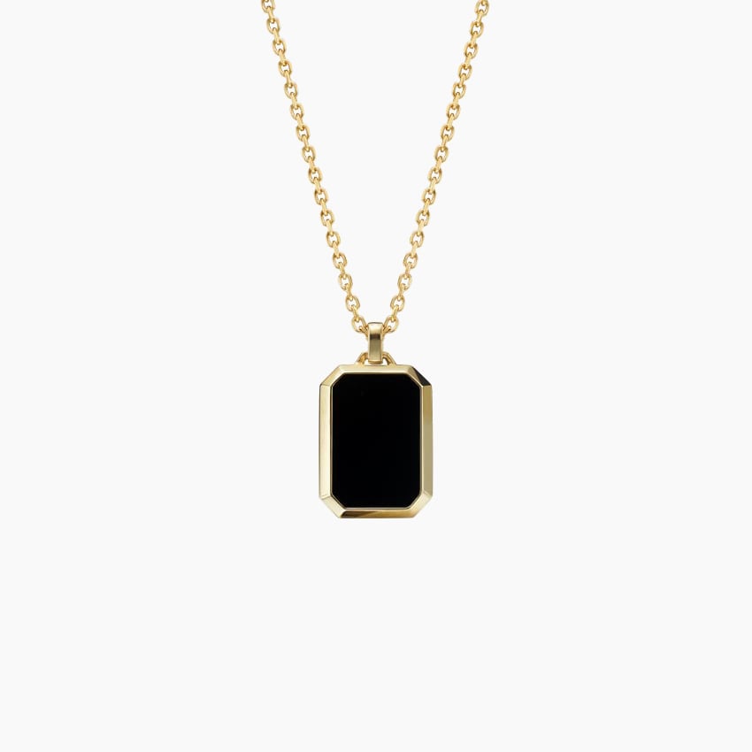 Rv Black Stone|black Onyx Square Pendant Necklace - Stainless Steel Fashion  Jewelry
