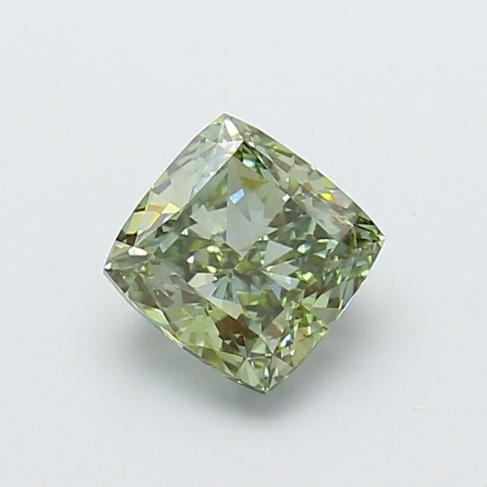 2.10 Ct. Fancy Vivid Green Cushion Lab Grown Diamond