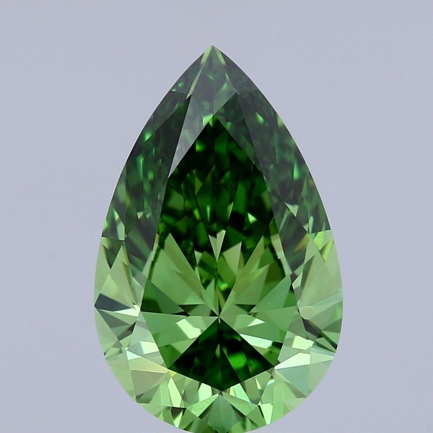 3.00 Ct. Fancy Vivid  Green Pear Lab Grown Diamond
