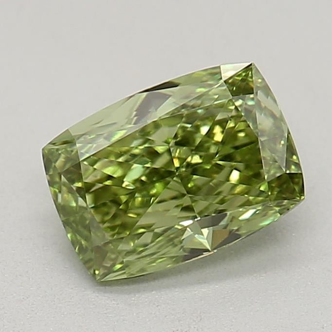 0.64 Ct. Fancy Vivid Green Cushion Lab Grown Diamond