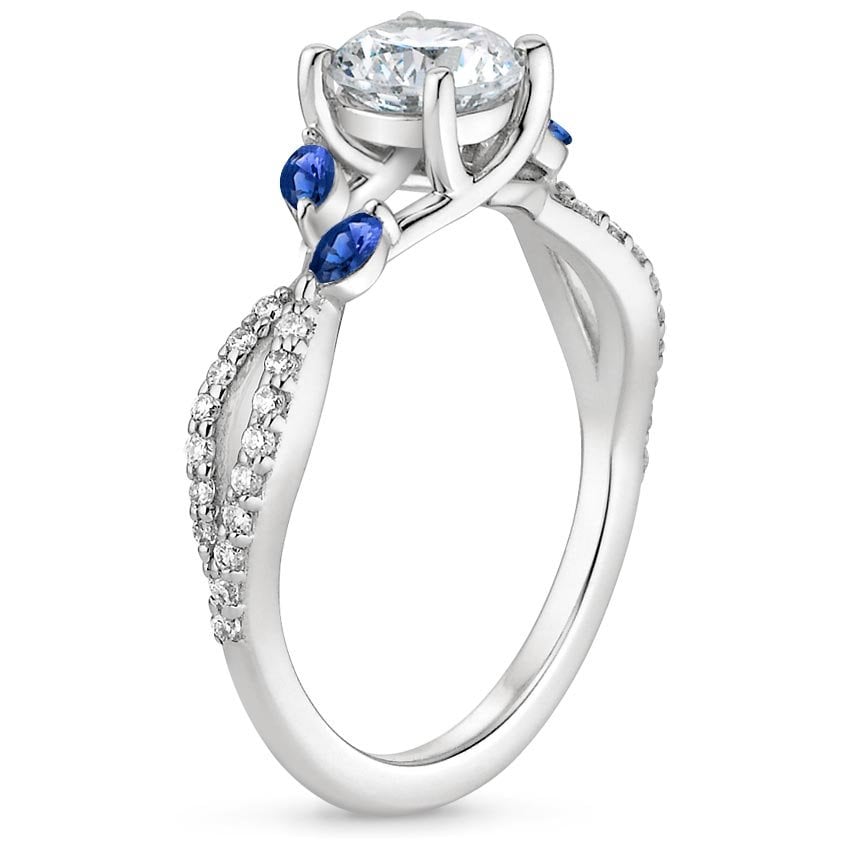18K White Gold Luxe Willow Sapphire and Diamond Ring (1/8 ct. tw.), large side view