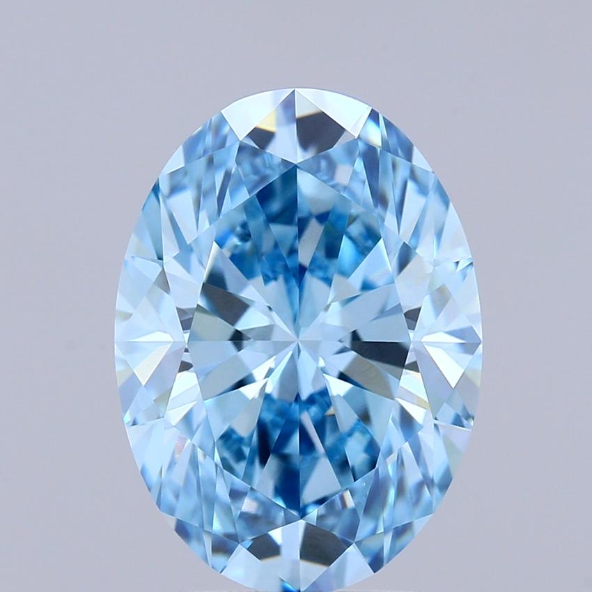 3.67 Ct. Fancy Vivid Blue Oval Lab Grown Diamond