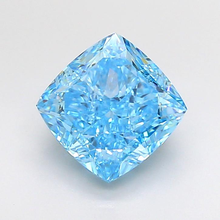3.08 Ct. Fancy Vivid  Blue Cushion Lab Grown Diamond
