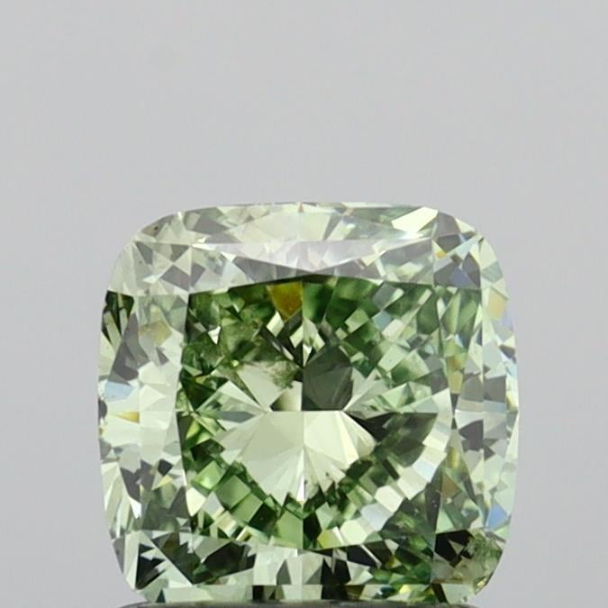 1.03 Ct. Fancy Vivid Green Cushion Lab Grown Diamond