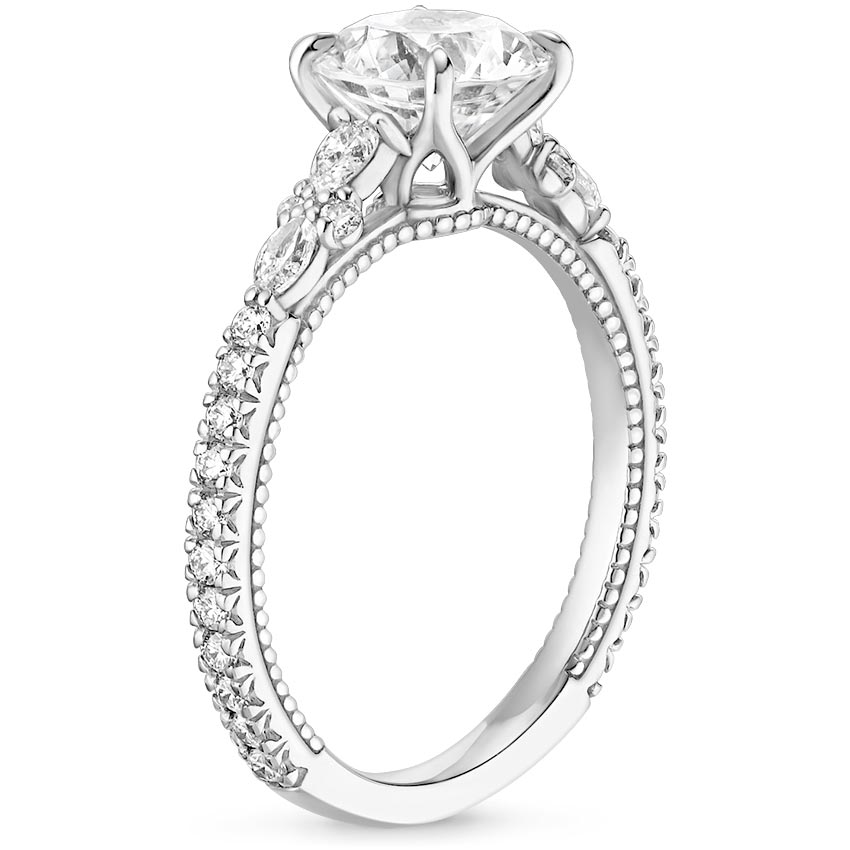 18K White Gold Primrose Diamond Ring, large side view
