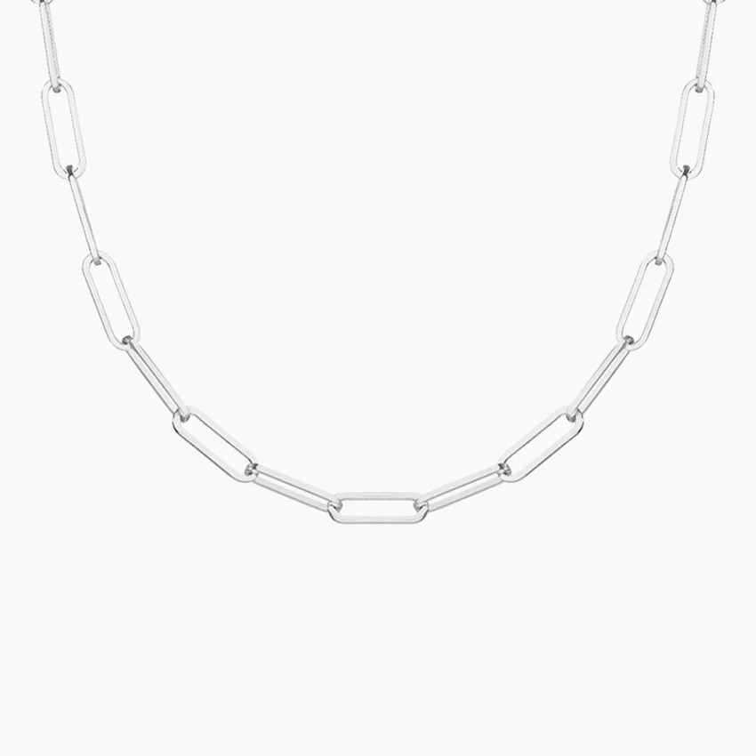 Silver Devon 18 in. Paperclip Chain Necklace (Large)