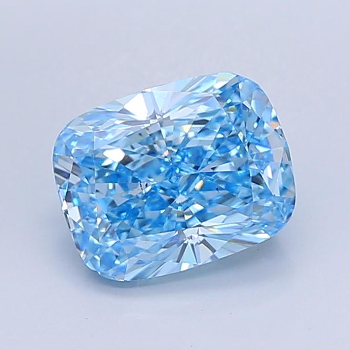 3.67 Ct. Fancy Vivid  Blue Cushion Lab Grown Diamond