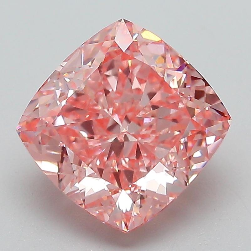 3.19 Ct. Fancy Vivid Pink Cushion Lab Grown Diamond