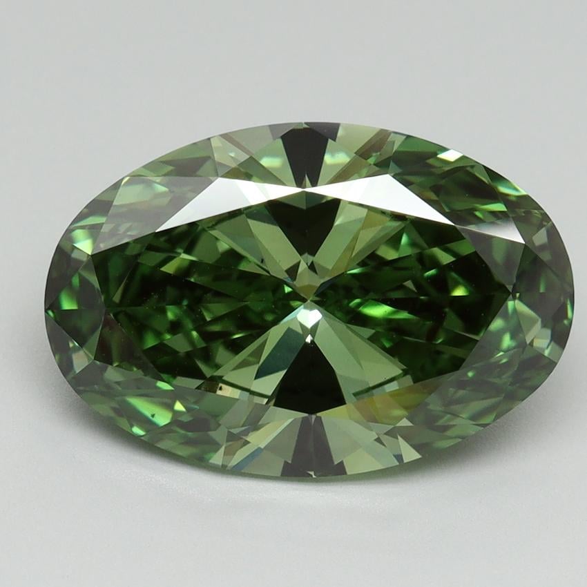 5.09 Ct. Fancy Vivid Green Oval Lab Grown Diamond